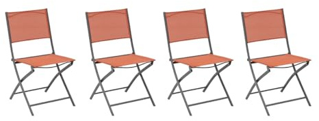 Hespéride - Lot de 4 Chaises de Jardin Pliantes Modula Ambre - Acier Traité Epoxy Texaline - Dim 46 x 52 x 87 cm - Meuble d'Extérieur Pliable