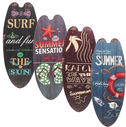 Operitacx Wooden Surfboard Wall Decor 5.5X6.3 Inch Summer Beach Theme Decorative Sign for Seaside Bedroom Bar Decoration
