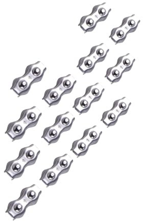 AOMIKITSTU 14 Stück Duplex Klemme, M4 Drahtseilklemmen, Duplex Klemme Seilverbinder, Duplex Clips für Stahlseil Wäscheleine Markise Fixiert