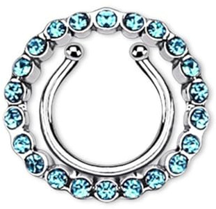 Piersando Intimpiercing Brustwarzen Piercing Nippelpiercing Fake Brustpiercing Klemm Schild Kristalle Aqua