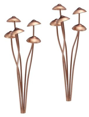 CYYZB 2 Stück Metall-Pilz-Statue, Eisen-Kunst-Pilz-Skulptur, Blumentopf-Dekoration, Pilz-Statue, Pfahl-Dekoration, Eisen-Pilz-Garten-Ornamente für Terrasse, Rasen, Hof-Dekoration