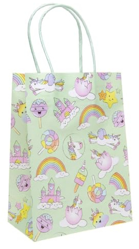 DUCKIEZ Geschenktüten aus recycelbarem Papier, Partytüten mit Griffen, Geburtstagspartybevorzugung (Einhorn, 1 Beutel)