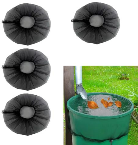 Regentonnen Netz, 4 Stück 60cm Verstellbares Regentonne Abdeckung mit Zugkordel Wetterbeständiger Mückenschutz Schutz vor Laub (Durchmesser 60cm)