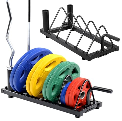 Olympische Hantelstange mit horizontaler Hantelscheiben-Aufbewahrung, max. Kapazität 136 kg, Langhantel-Stoßstangen-Halterung für Fitnessstudio