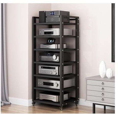 Router schrank Hifi rack Hochwertiger Audio-Video-Medienständer Mit Verstellbarem Regal, AV-Medienregal Aufbewahrungsschrank,Eck-TV-Ständer für Zuhause Multifunktionales offenes Aufbewahrungsregal(Bla