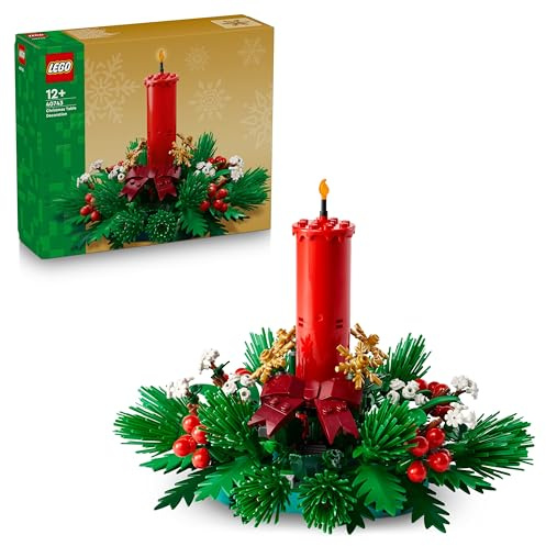 LEGO Centre de Table de Noël - Jouet avec Bougie, Baies Rouges, Étoiles Dorées & Feuillage - Décoration de Table - Activité en Famille - Cadeau Festif pour Ado Fille ou Garçon dès 12 Ans 40743