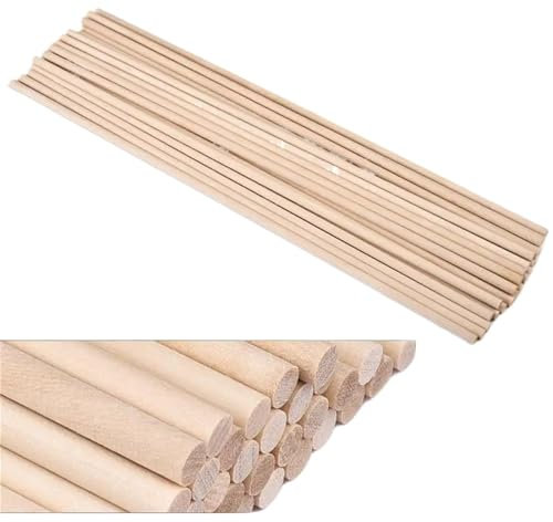 HolzstäBe FüR Das Kunsthandwerk Runder Holzstab for Basteln von Lebensmitteln, Eis am Stiel und Modellbau, Kuchendübel, DIY-Dübel, Gebäudemodell, Holzbearbeitungswerkzeug Bastelmaterial Holz(5x300 mm