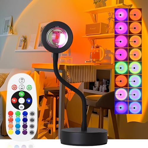 AMATOPDECO Sunset Lamp Projection - 360°Rotation Night Light Projector,USB Port Multicolour Romantic Light for Home, Party & Bedroom Decor (Sunset Lamp RGB)