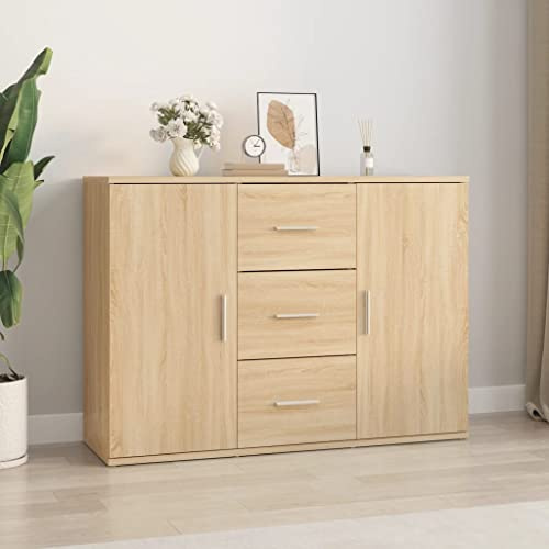 Myheimly Sideboard Schrank Anrichte Kommode Beistellschrank Mehrzweckschrank Standschrank Wohnzimmerschrank 91x29,5x65cm HolzwerkstoffSonoma Eiche