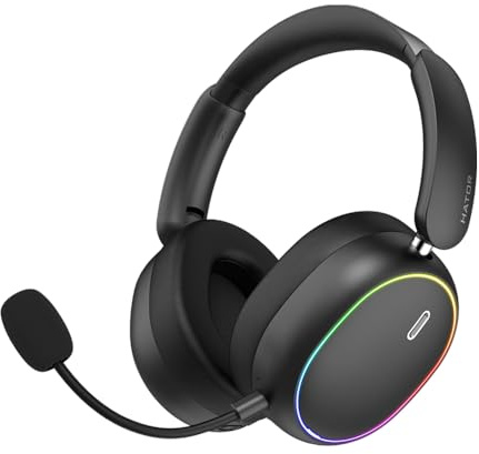 HATOR Phoenix 2 Wireless Gaming-Headset – 40mm Hi-Res Treiber, Hybrid ANC, Spatial Audio, Head Tracking, 2.4GHz & BT5.4, bis zu 45h Akku, inkl. Case – für PC, Konsole & Mobile, Schwarz