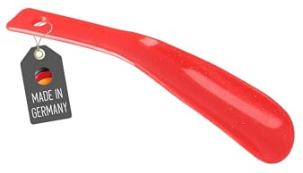 Lantelme Schuhanzieher | Länge 18,5cm | Deutsche Herstellung | Farbauswahl Kunststoff Schuhlöffel stabil Schuhanziehhilfe für Zuhause und Reise (Rot)