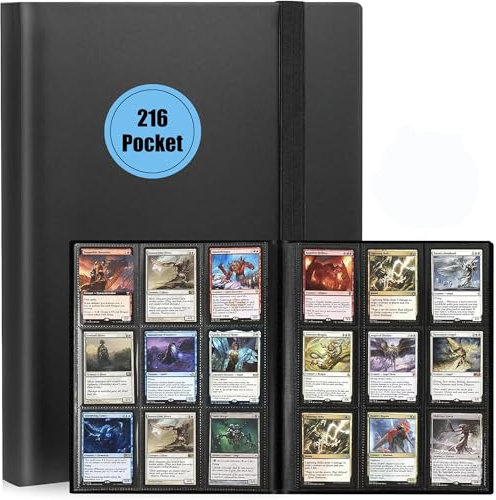9 Pocket Trading Card Binder, 216 Pockets Collectible Trading Card Album, Sports Card Binder for Standard Cards, Side Loading Card Folder for MTG/TCG/Football/Game Cards Black