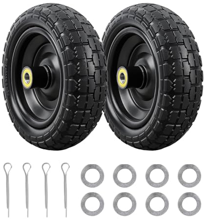 [2er-Pack] 13-Zoll-Pannensichere Reifen für Schubkarre Reifen, 4.00-6 Vollreifen 5/8 Zoll Achsbohrung, 3,2-Zoll-Breitreifen Vollgummireifen für Schubkarren Gartenkarren Sackkarren Gorilla Cart
