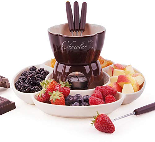 MOTOULAX Set di fonduta di cioccolato fonduta fonduta vaso di ceramica fonduta set per fonduta formaggio al cioccolato (A38)