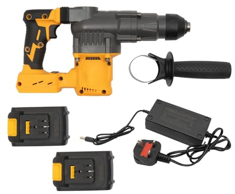 Cordless Rotary Hammer Drill Brushless Motor and 2 Modes - Durable Alloy/Steel Build, 13000mAh Long Battery Life, Ergonomic Soft Handle, Auto Safety Clutch - Ideal for Construction, DIY and Home Proje