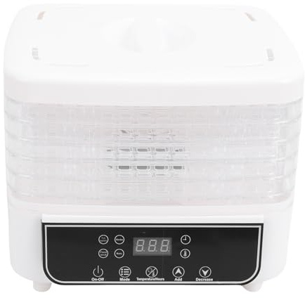 Yechiry Essiccatore Elettrico per Alimenti a Jerky, 6 Vassoi, Controllo Touch 160W Temperatura Regolabile Temporizzatore con Flusso D'Aria a 360° per Carne Frutta Verdura Snack (Spina UE 220v)