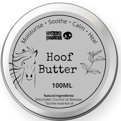 Burro per zoccoli cavallo 100 ml, idratante naturale con burro di karité, olio di cocco e cera d'api, nutre e protegge gli zoccoli secchi