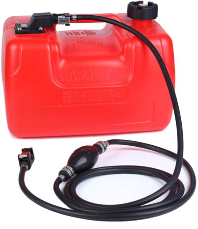 GarveeTech Marine Tank, 3 Gal Marine Portable Tank Outboard Marine Boat Transfer Tank with 9.8 ft Hose, Gauge for Outboard Engine Boats, Yacht, Fishing Boat, Deck Boat