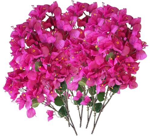 Hilai 5 Piezas de buganvilla Artificial de 38, 6 Pulgadas, Plantas de buganvilla de Seda, Tallos de Flores realistas para Camino de Mesa de Boda, decoración del hogar, Color Morado