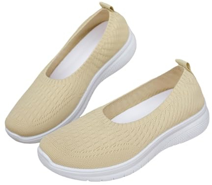 Sporty Ballerina Shoes Women's Knitted Dress Shoes Lightweight Flat Shoes Breathable Slip-On Shoes Comfortable Soft Walking Shoes Casual Sneakers Knitted Width Casual Shoes for Walking
