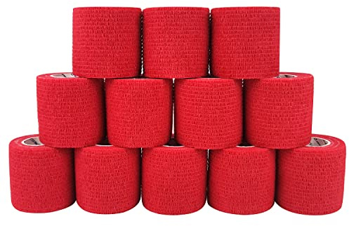 COMOmed Non-woven fabric self-adhesive Bandage venda cohesiva Mascota Vendaje Rojo 5cm X 4.5m 12 Volumen