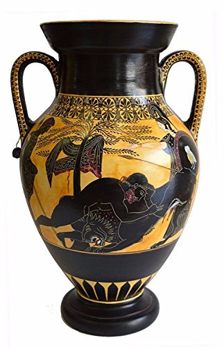 Heracles Kampf Löwe - Göttin Athena - Antike griechische Amphore - Museumsreplik