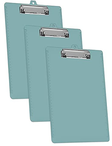 Acrimet 3 Pack Clipboard Letter Size A4 (13 3/8” x 9 7/16”) Low Profile Clip & Side Rulers, Durable Plastic for Office, School, Home Use - Solid Green Color