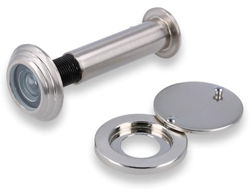 MS Beschläge Türspion Türgucker Sicherheit Feuerschutz-Türblick Haustürspion für Türstärke 55mm - 80mm Glaslinse feuerfest Sichtschutz-Abdeckung Türüberwachung ø14mm (Edelstahl Optik)