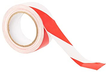 GTSE - Markierungsklebeband - 50 mm x 33 m - Selbstklebendes Absperrband - Gestreiftes Warnband zur Boden und Sicherheitsmarkierung, Flatterband - Rot/Weiß