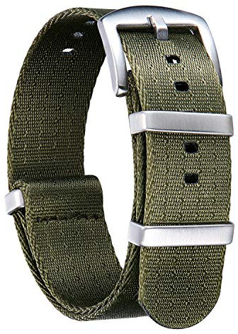 BINLUN klockarmband tjocka G10 premium ballistisk nylon flerfärgad ersättning klockarmband med rostfritt stål spänne för män kvinnor 18mm 20mm 22mm 24mm（grönsak，20mm）