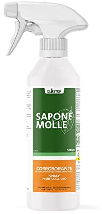 CLOSTER Sapone Molle di Potassio Spray per Piante - Corroborante che Potenzia le Difese delle Piante Contro Parassiti Insetti - Prodotto per Giardino Orto Frutteto Fiori Piante (500 ML Pronto all'Uso)