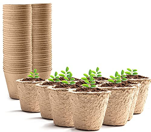 Keplin 96 Pack Biodegradable Planting Pots for Seeds 5x6cm, Compostable Seed Pots for Seedling Growth, Small Plant Pots For Easy Transplant, Eco-Friendly Choice for Garden, Greenhouse