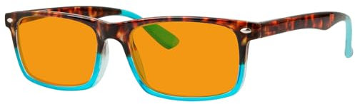 Eyekepper Nachtzeit Blau Licht Blockierung Lesebrille Männer Frauen mit Orange Getönt Filter Linse - Anti Digital Bildschirm Blendung UV Strahl Computer Lesehilfe - Schildkröte/Blau+0.50