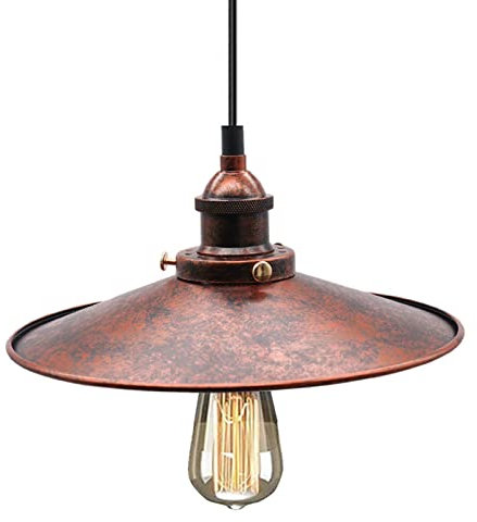 HTRUIYATY Plafoniera in Metallo E27 Lampadario Industriale Vintage Lampade a Sospensione da Soffitto Moderni Lampadario per Cucina Soggiorno Sospensione Rust 26 cm