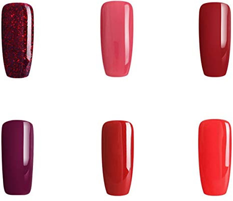 BLUESKY Gel Polish, Red Set, Light Red, Dark Red, Glitter (Requires Curing Under Uv/Led Lamp), 10 ml