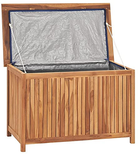 Festnight Auflagenbox Holz Garten Gartenbox Klein Kissenbox Kissentruhe Aufbewahrungsbox Gartentruhe Gerätebox Tischtruhe für Indoor und Outdoor 90x50x58 cm Massivholz Teak