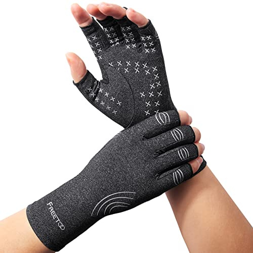 FREETOO Arthritis-Handschuhe für Erwachsene, Kompressionshandschuhe für Rheumatoide & Osteoarthritis, Arthrose Handschuhe lindern Schmerzen bei Rheuma, RSI, Karpaltunnel, Gelenkschmerzen, Grau, XL