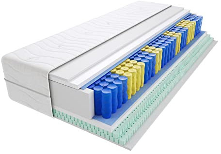 Godre Matratze 70x200 cm Doppelmatratze, H3 Mittelfest Federkernmatratze, Taschenfederkernmatratze 21 cm Hoch Latex Hypoallergene, HR-Schaum, Wendematratze mit Klimafaser, Gesteppter Bezug Siena