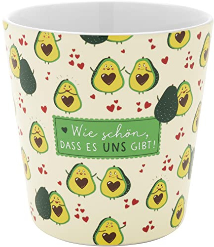 H:)PPY life Blumentopf mit Motiv Avocado | Blumenübertopf aus Steinzeug, Höhe 10,5 cm, mit Spruch und Geschenk-Banderole | Geschenk Blumen, Geburtstag | 47565