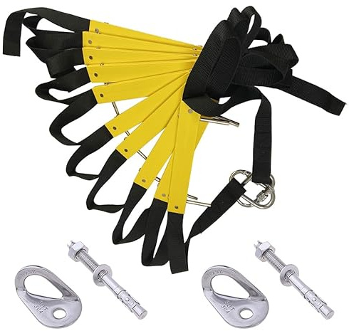 ISOP Fire Escape Ladder 4 Floor 10 m | Certified Rope Ladder Fire Escape for 4 Storey | Portable, Foldable & Compact | Emergency Ladders Wall Mounted | Monting Hardware Incl. Weight Capacity 470kg