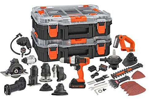BLACK+DECKER MATRIX 20V MAX Kit de herramientas eléctricas, incluye taladro inalámbrico, 12 accesorios y estuche de almacenamiento (BDCDMT1212KITC1)