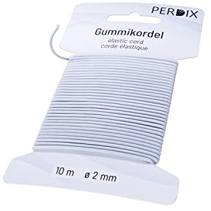 perdix Gummiband, elastische Kordel 2 mm, 10 m weiß, Gummiband für Armbänder, Zelt, Rucksack, Garten, Hutgummi, Gummischnur