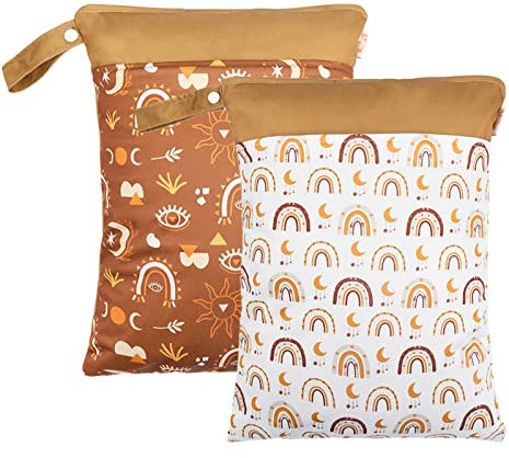 SEAUR Nasstasche Kita Kindergarten Groß Dry Wet Bag Baby Windeltasche für Unterwegs Wasserdicht Nassbeutel Reißverschluss Waschbar Wiederverwendbar Organizer Beutel Reise Sport Pool - 2 Stück 30*40cm