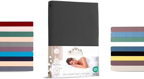 Livessa Spannbettlaken 140x200cm aus Baumwolle Single-Jersey Stoff 140 g/m², Spannbetttuch/Bettlaken, Oeko-TEX Zertifiziert (M24M05FF9), passt auch für 150x200 cm Matratzen