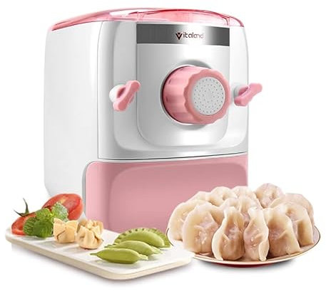 MOLVUS UK Plug Household Automatic Dumpling Machine Electric Noodle Press Pasta Machine Maker (Color : Pink, Plug Type : US)