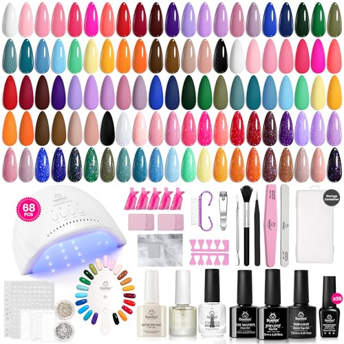 Beetles esmalte de gel con luz UV, 68 piezas Emotional Spectrum 35 colores esmalte de gel con base y top coat mate y brillante, regalos para mujeres