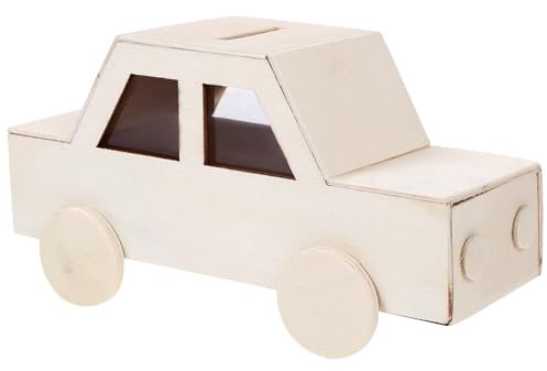 NUOBESTY Holzauto zum Basteln Sparschwein Selbst Bemalen Unfertige Spardose aus Holz für Schüler DIY-spardose Leere Spardose Wechselgeldbox