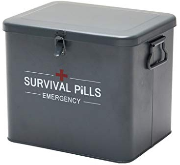 JacCos Caja de Almacenamiento de Primeros Auxilios Caja de Almacenamiento médica de Metal Vintage, con Doble Capa y 4 Compartimentos (Color: Blanco) (Gris)
