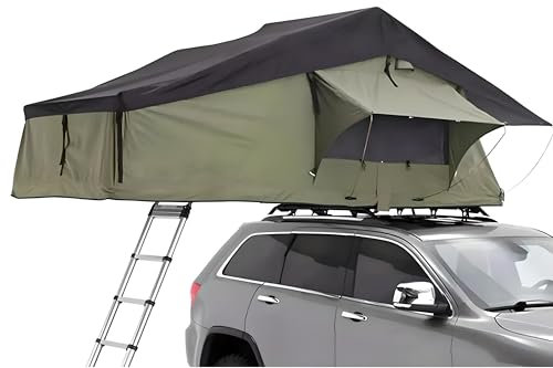 Dachzelt Autodachzelt Soft Case 2 Größen, bis zu 5 Personen Grün Schwarz mit optionalen Vorzelt (Größe: 193x125x26cm ohne Vorzelt)