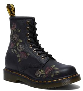 Dr. Martens Damen 1460 Decayed Roses Classic Tumbled Nappa Boots, Schwarz, 38 EU